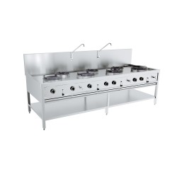 TABLE WOK À GAZ 4X17kW + 3X9kW