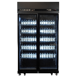 RÉFRIGÉRATEUR 2 PORTES EN VERRE NOIR IRM-770 BL