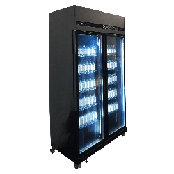 RÉFRIGÉRATEUR 2 PORTES EN VERRE NOIR IRM-770 BL