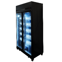 RÉFRIGÉRATEUR 2 PORTES EN VERRE NOIR IRM-770 BL