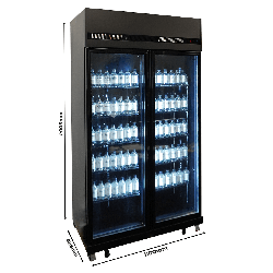 RÉFRIGÉRATEUR 2 PORTES EN VERRE NOIR IRM-770 BL