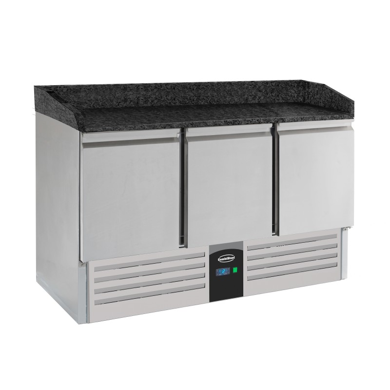 TABLE PRÉP POUR PIZZA 3 PORTES GRANIT NOIR