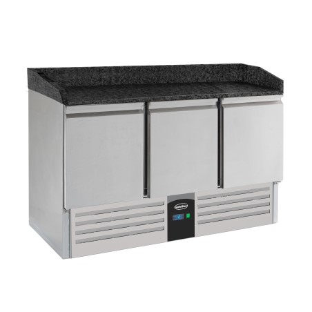 TABLE PRÉP POUR PIZZA 3 PORTES GRANIT NOIR