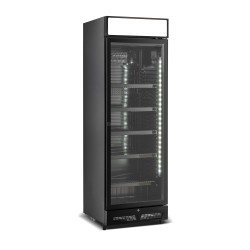 RÉFRIGÉRATEUR 1 PORTE EN VERRE NOIR AVEC CANOPY SVE-450 BLC