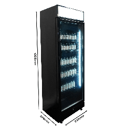 RÉFRIGÉRATEUR 1 PORTE EN VERRE NOIR AVEC CANOPY SVE-450 BLC